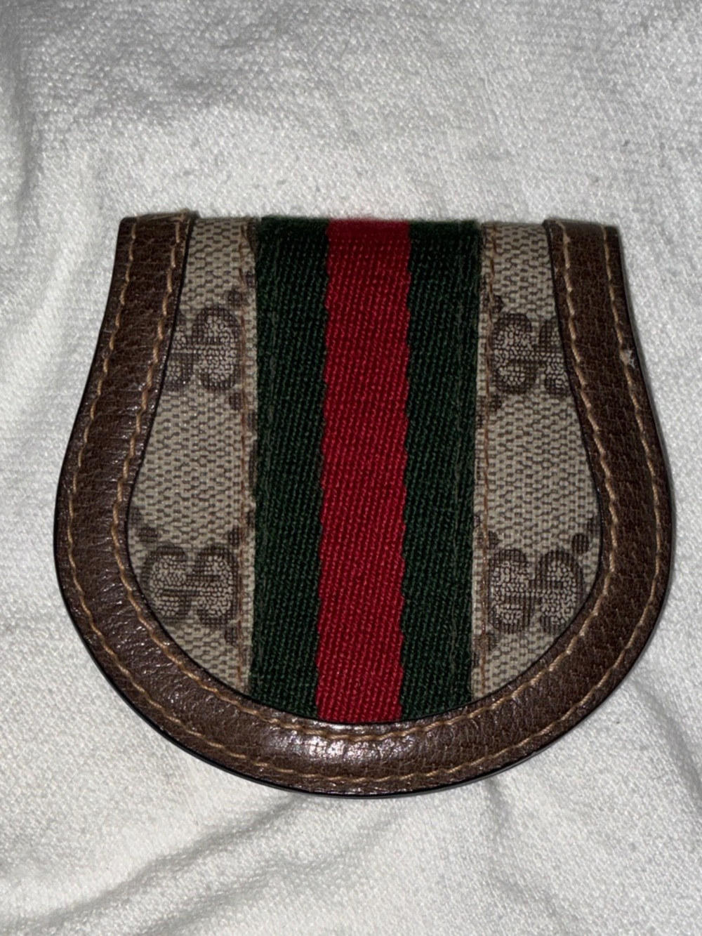 GUCCi vintage Sherryline coin purse Brown and Beige Stripe RARE